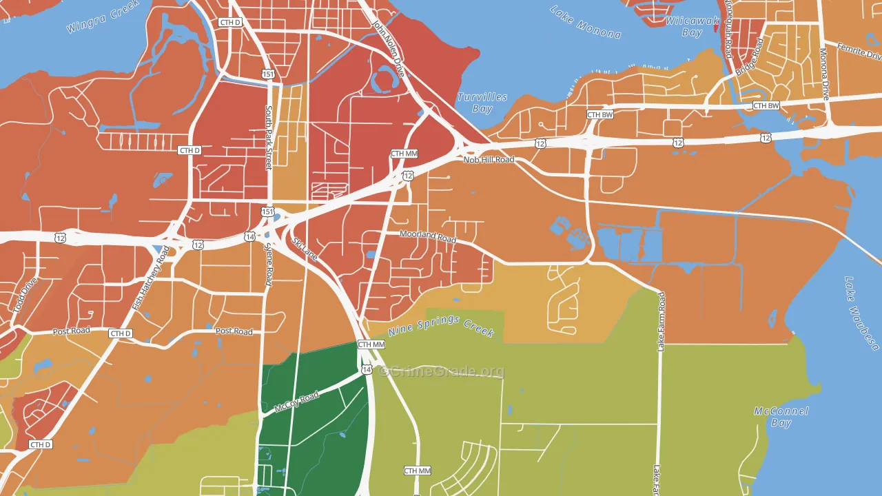 Moorland-Rimrock, Madison, WI Map of Vandalism Rates