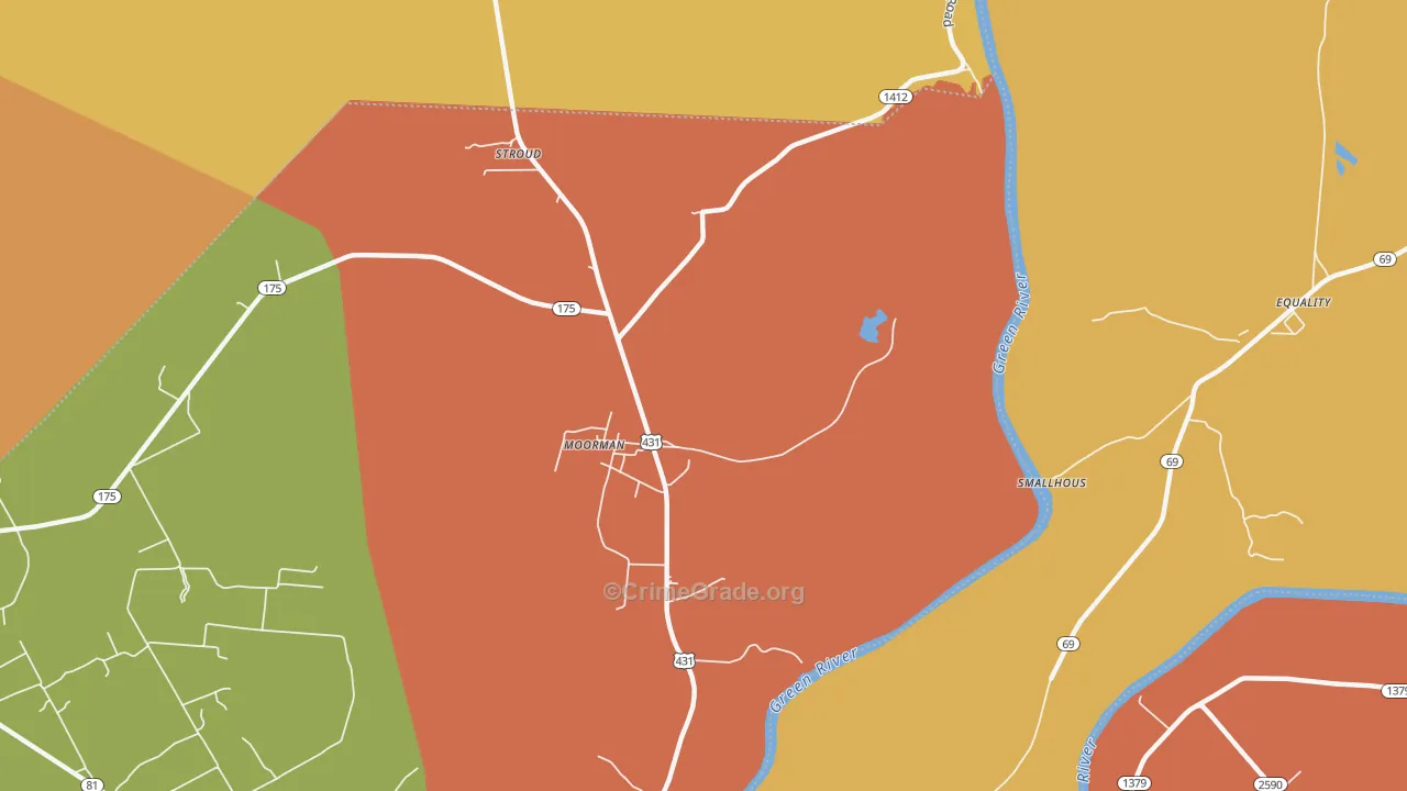 Moorman, KY Map of Vandalism Rates