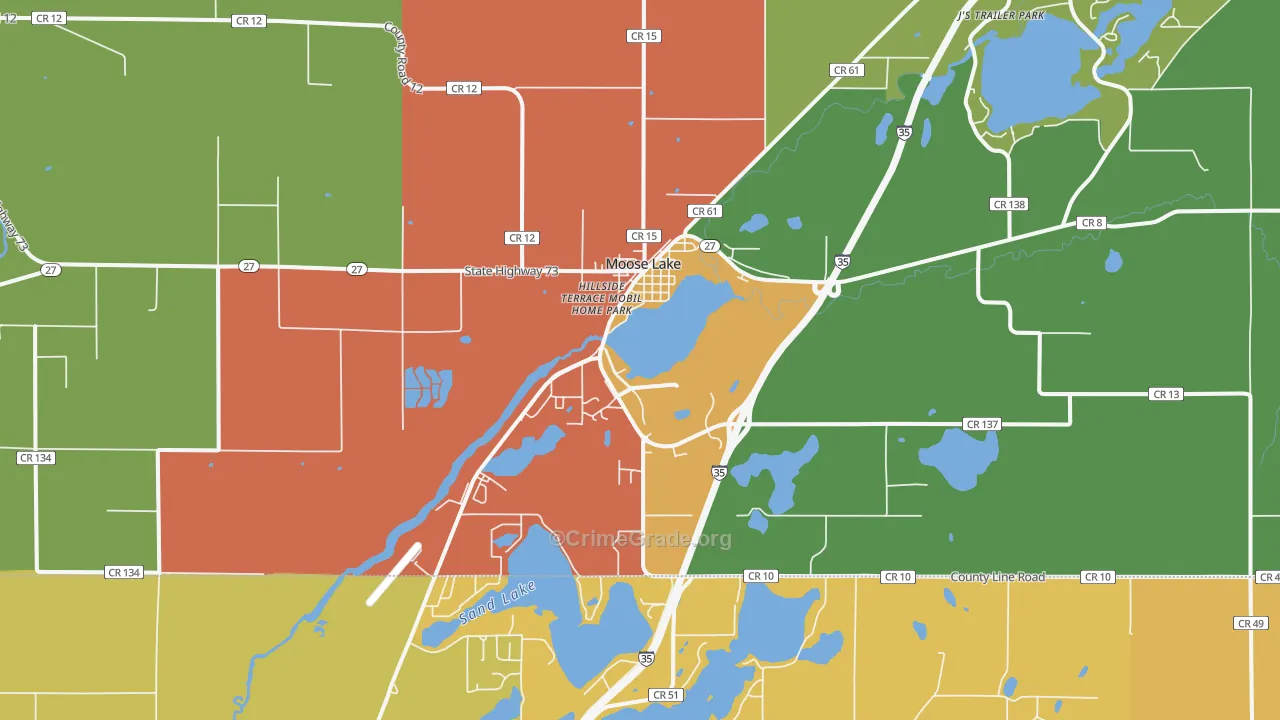 Moose Lake, MN Map of Vandalism Rates