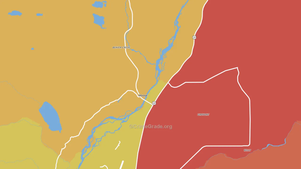 Moose, WY Map of Vandalism Rates