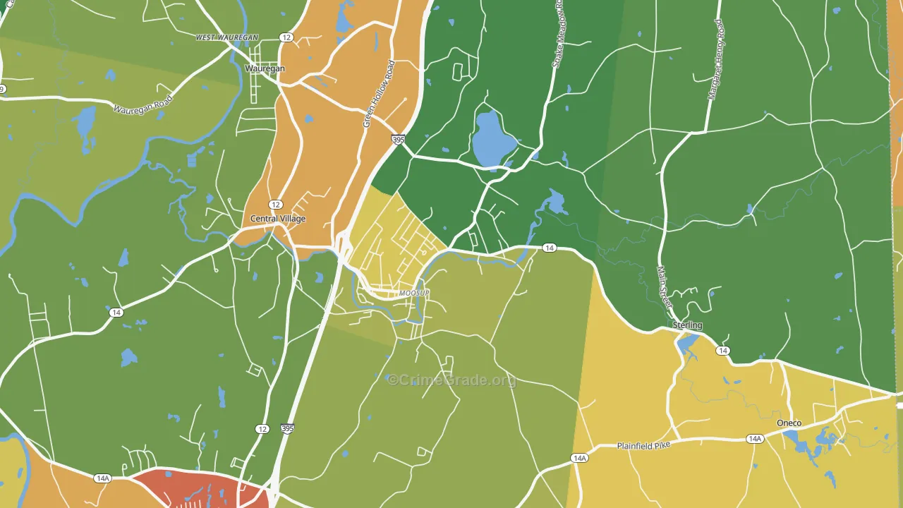 Moosup, CT Map of Vandalism Rates