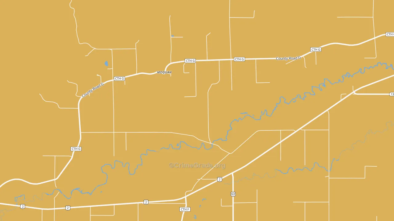Moquah, WI Map of Vandalism Rates