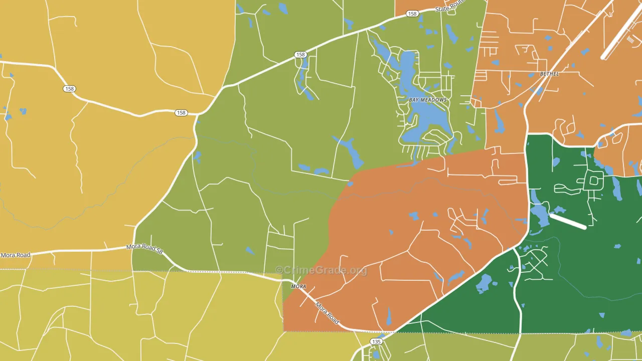 Mora, GA Map of Vandalism Rates