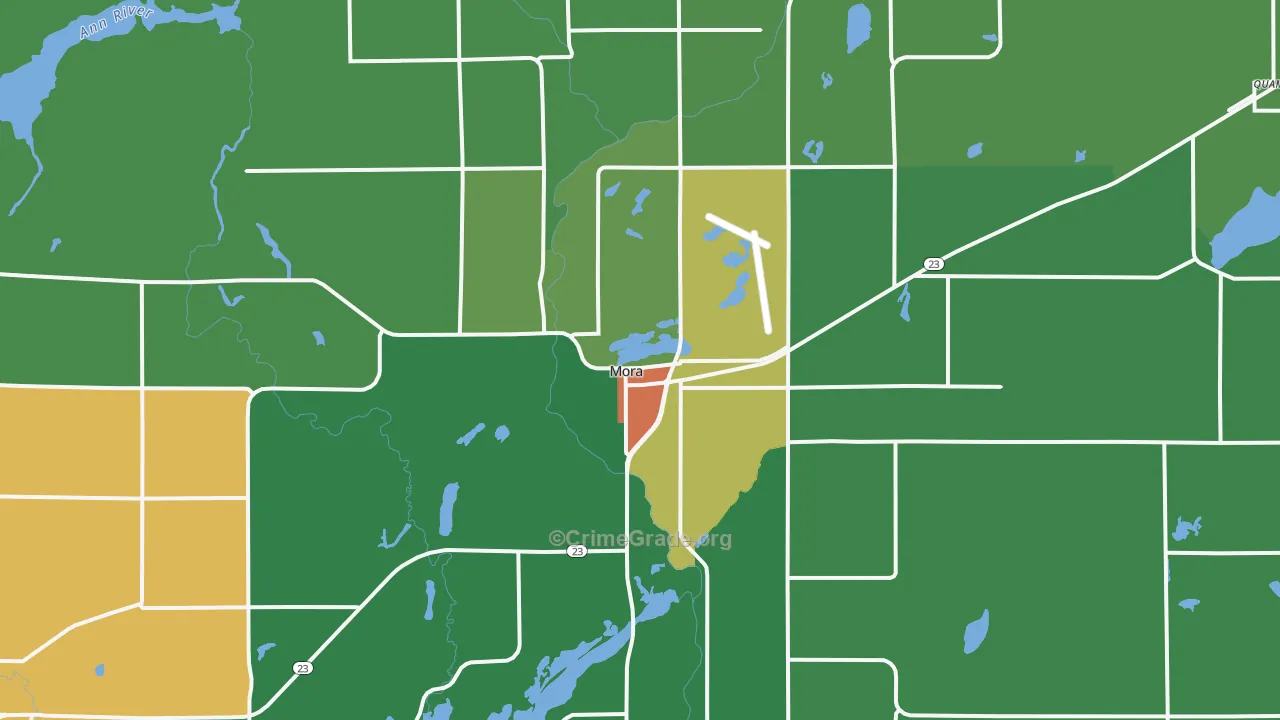 Mora, MN Map of Vandalism Rates