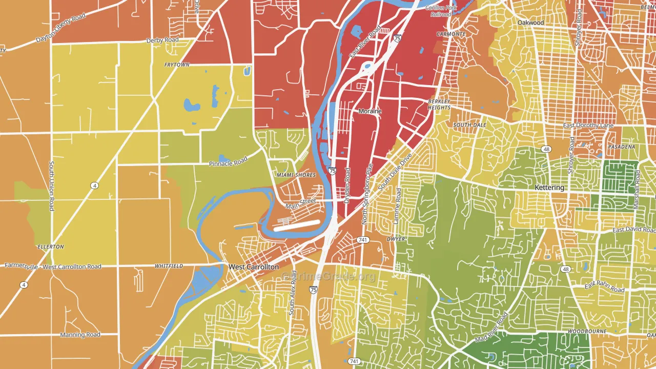 Moraine, OH Map of Vandalism Rates