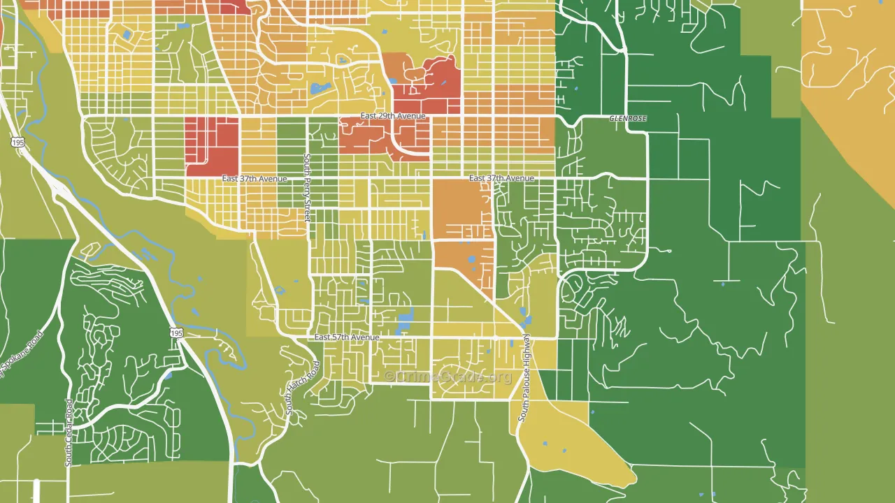 Moran Prairie, Spokane, WA Map of Vandalism Rates