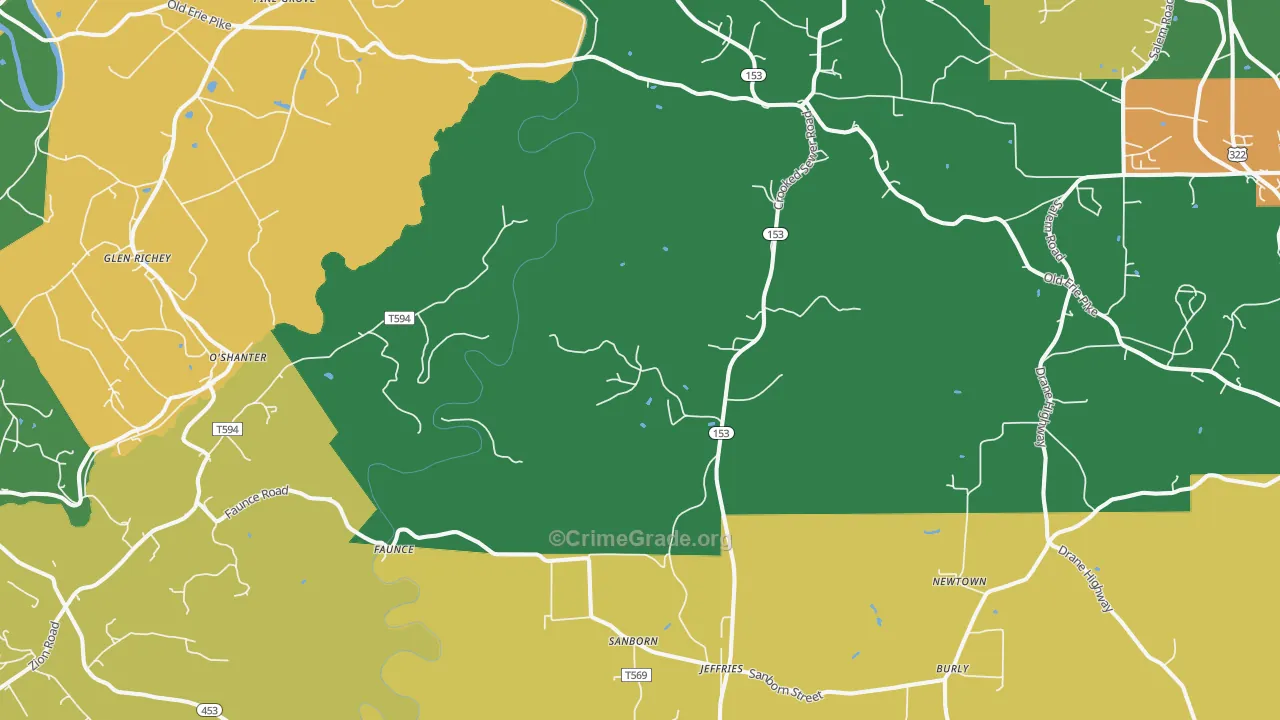Morann, PA Map of Vandalism Rates