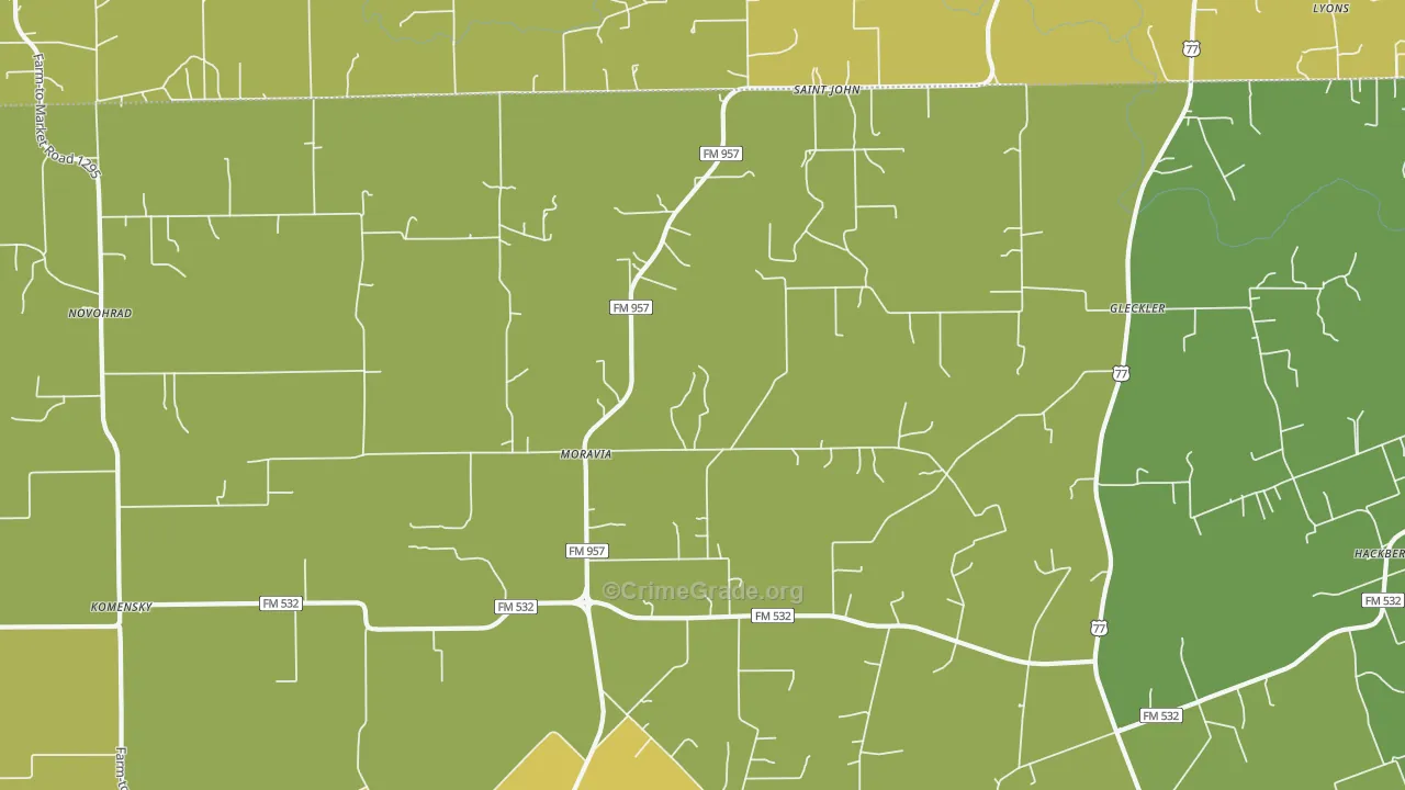 Moravia, TX Map of Vandalism Rates