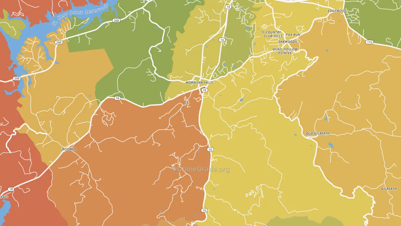 Moravian Falls, NC Map of Vandalism Rates