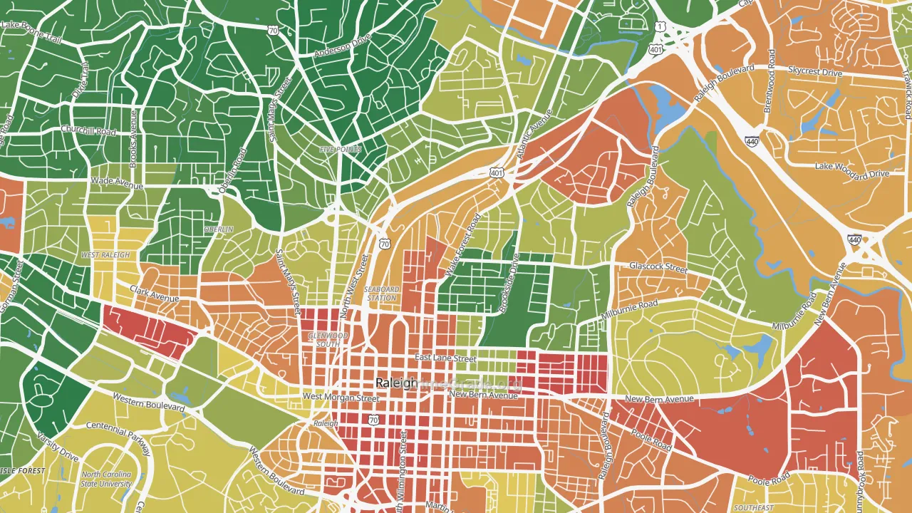Mordecai, Raleigh, NC Map of Vandalism Rates