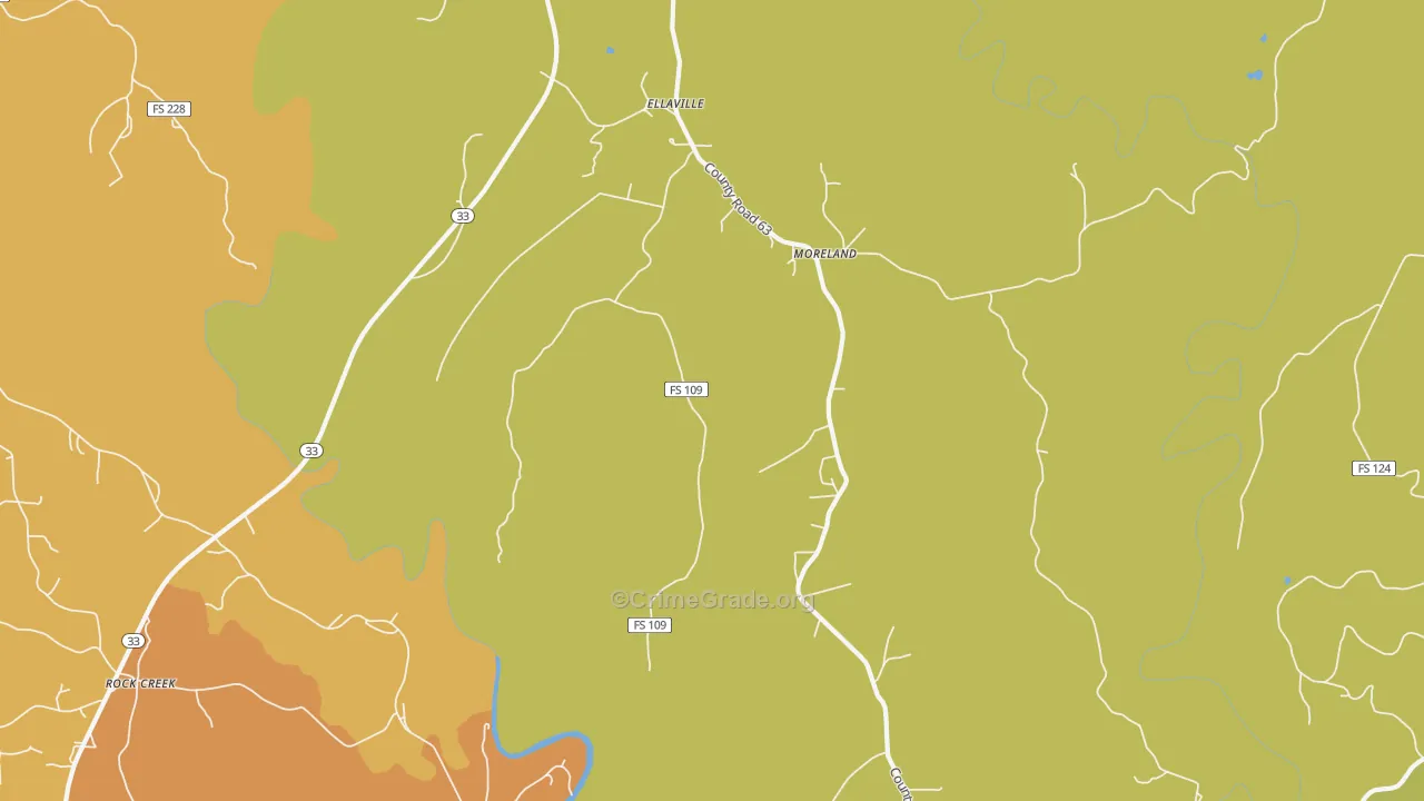 Moreland, AL Map of Vandalism Rates