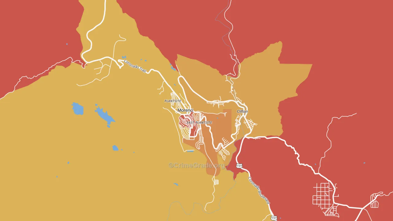 Morenci, AZ Map of Vandalism Rates