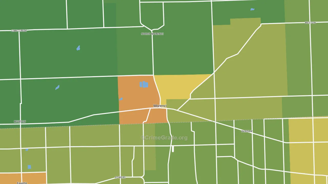 Morenci, MI Map of Vandalism Rates