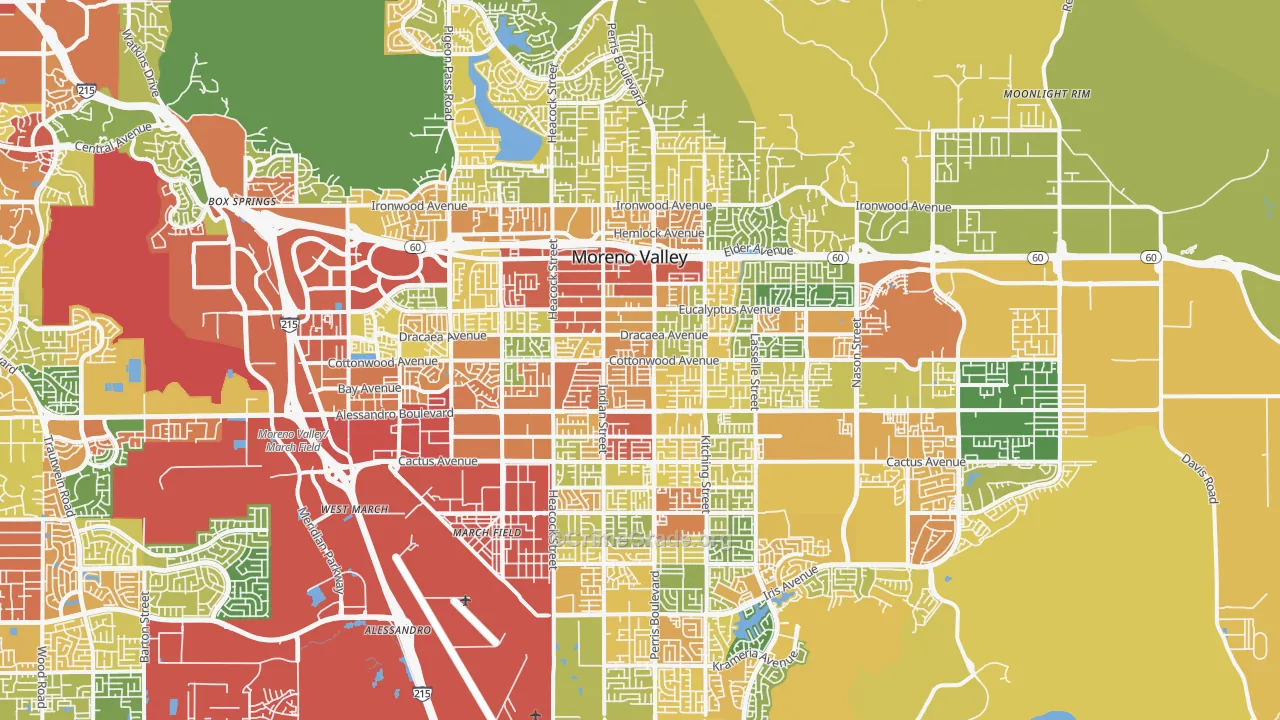Moreno Valley, CA Map of Vandalism Rates