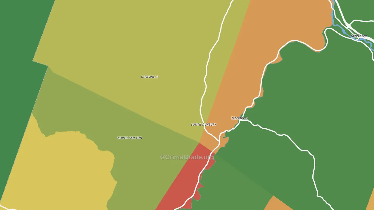 Moretown, VT Map of Vandalism Rates