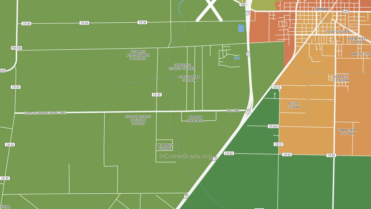 Morgan Farm, TX Map of Vandalism Rates
