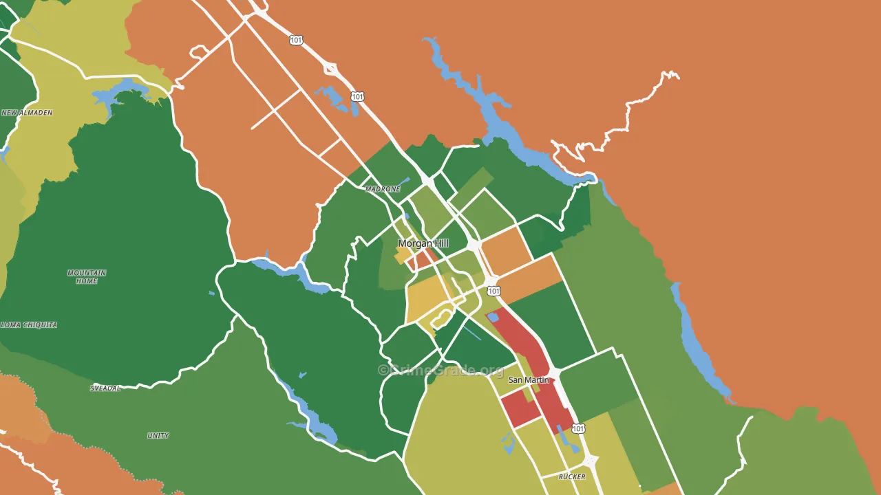 Morgan Hill, CA Map of Vandalism Rates