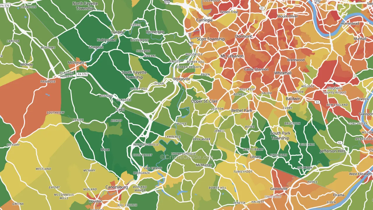 Morgan, PA Map of Vandalism Rates