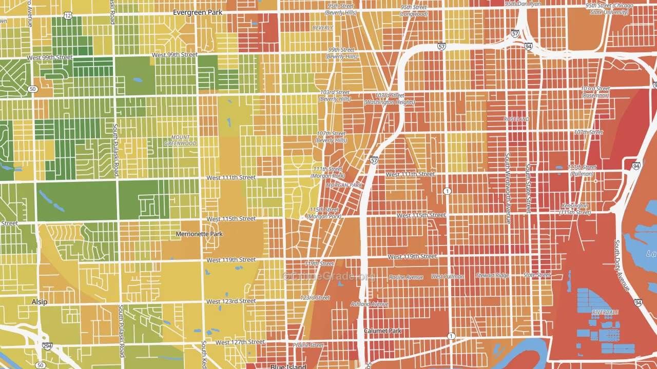 Morgan Park, Chicago, IL Map of Vandalism Rates
