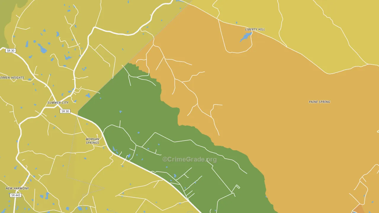 Morgan Springs, TN Map of Vandalism Rates
