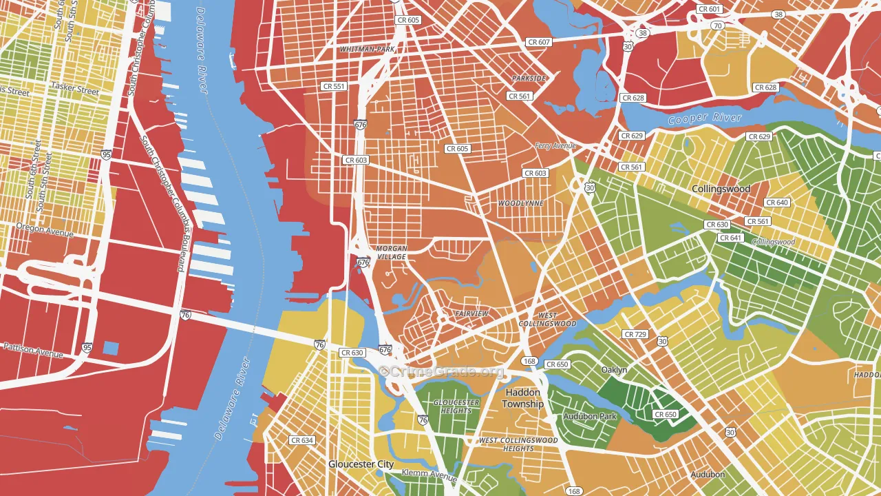 Morgan Village, Camden, NJ Map of Vandalism Rates