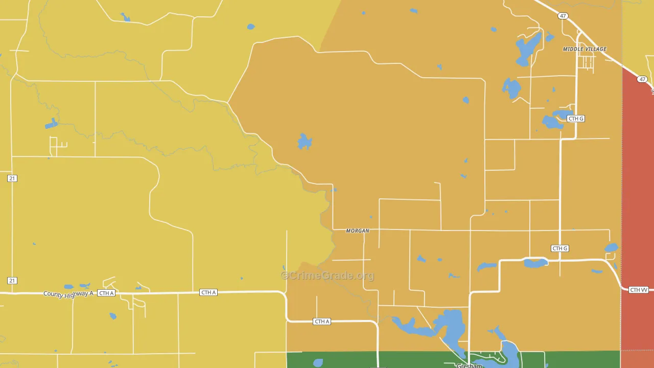 Morgan, WI Map of Vandalism Rates