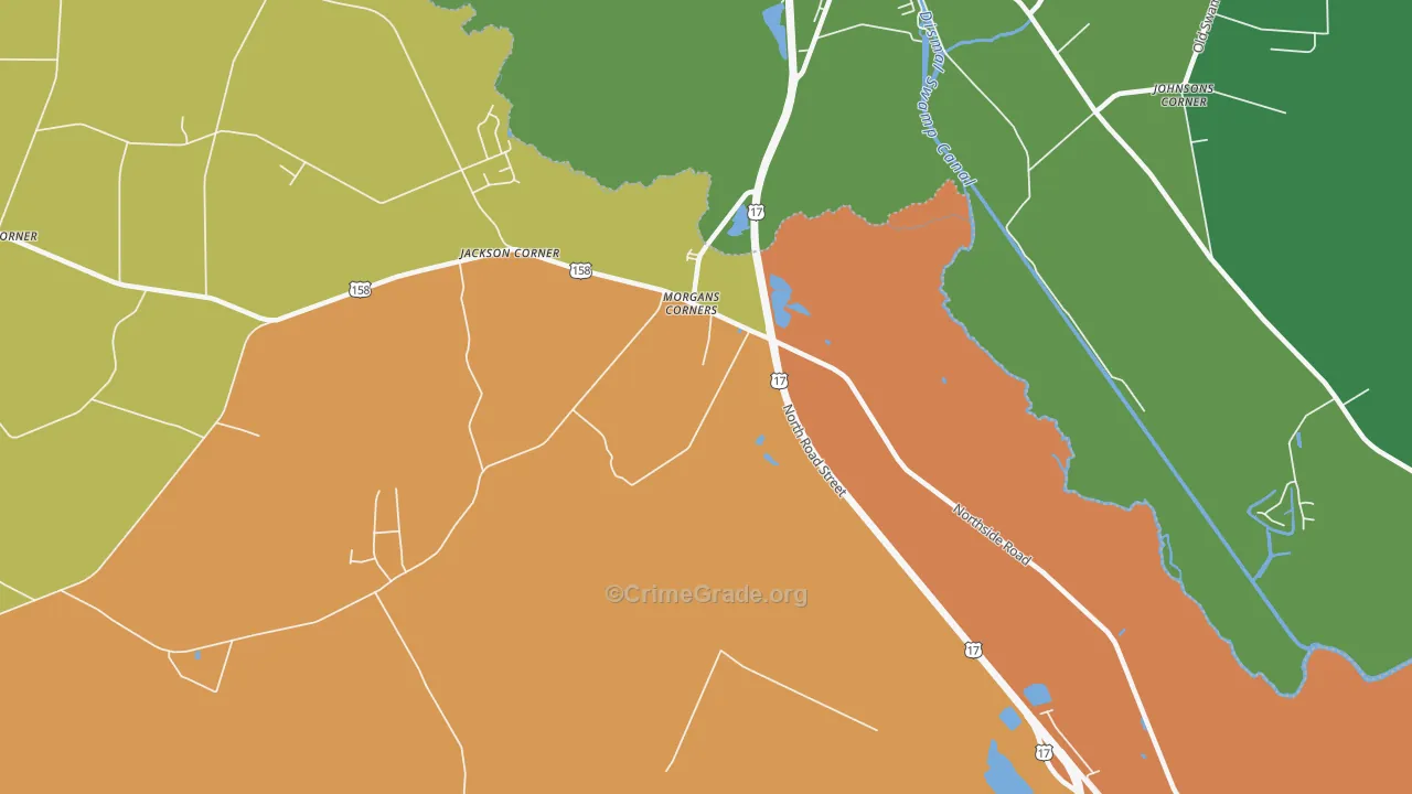 Morgans Corners, NC Map of Vandalism Rates