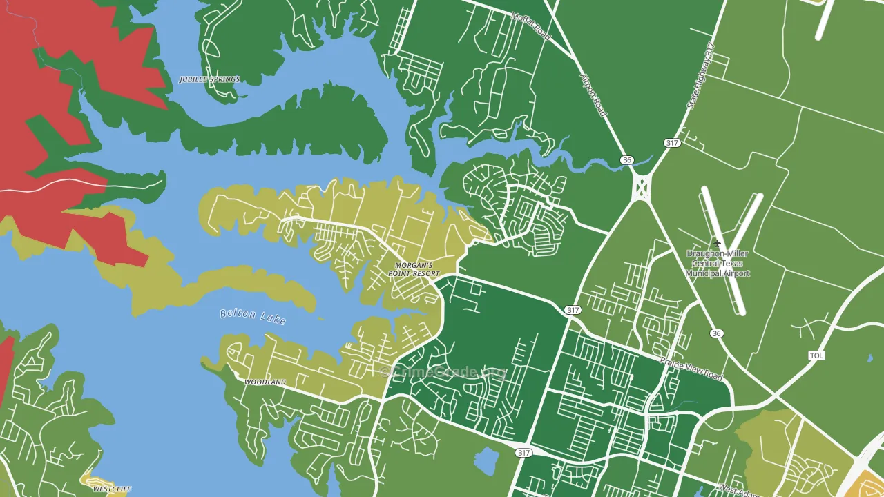 Morgans Point Resort, TX Map of Vandalism Rates