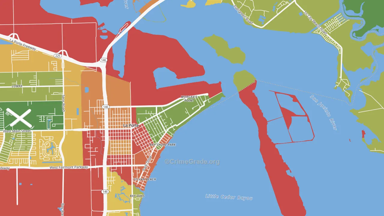 Morgans Point, TX Map of Vandalism Rates
