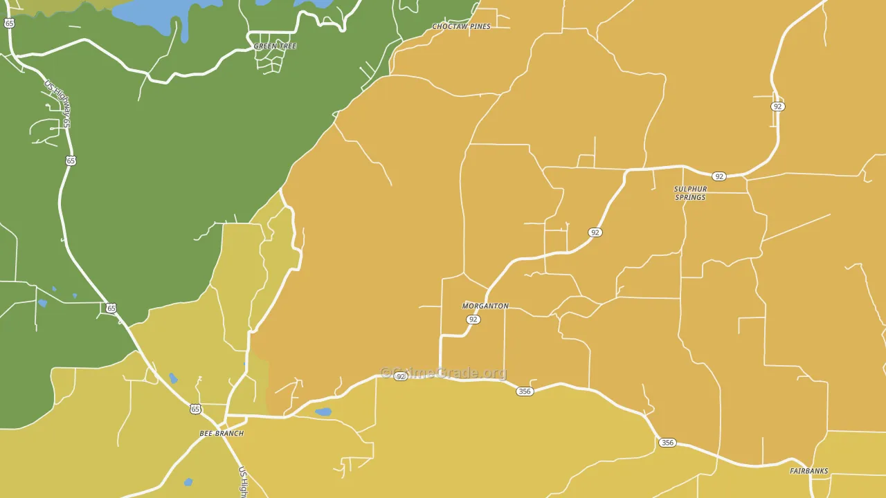 Morganton, AR Map of Vandalism Rates