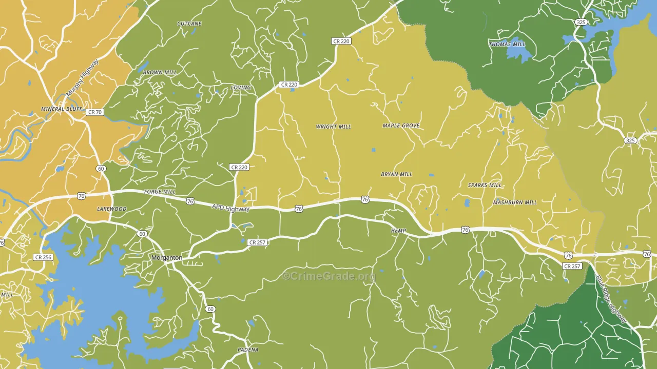 Morganton, GA Map of Vandalism Rates