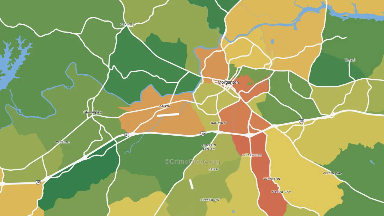 Morganton, NC Map of Vandalism Rates