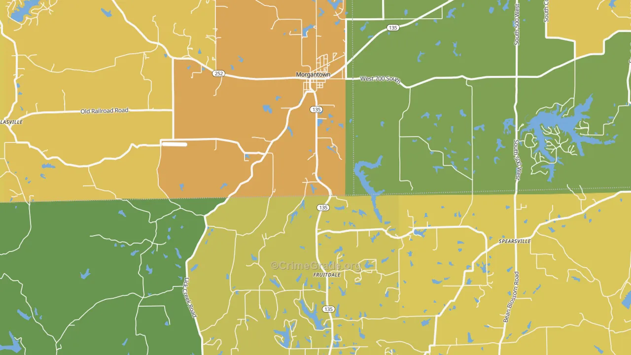 Morgantown, IN Map of Vandalism Rates