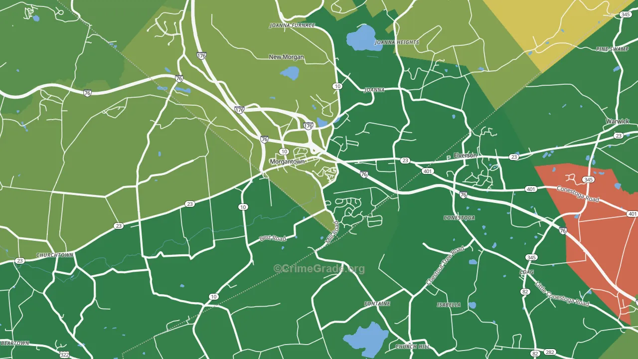 Morgantown, PA Map of Vandalism Rates