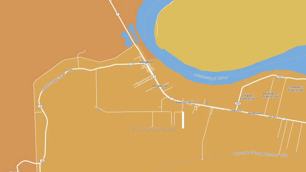 Morganza, LA Map of Vandalism Rates