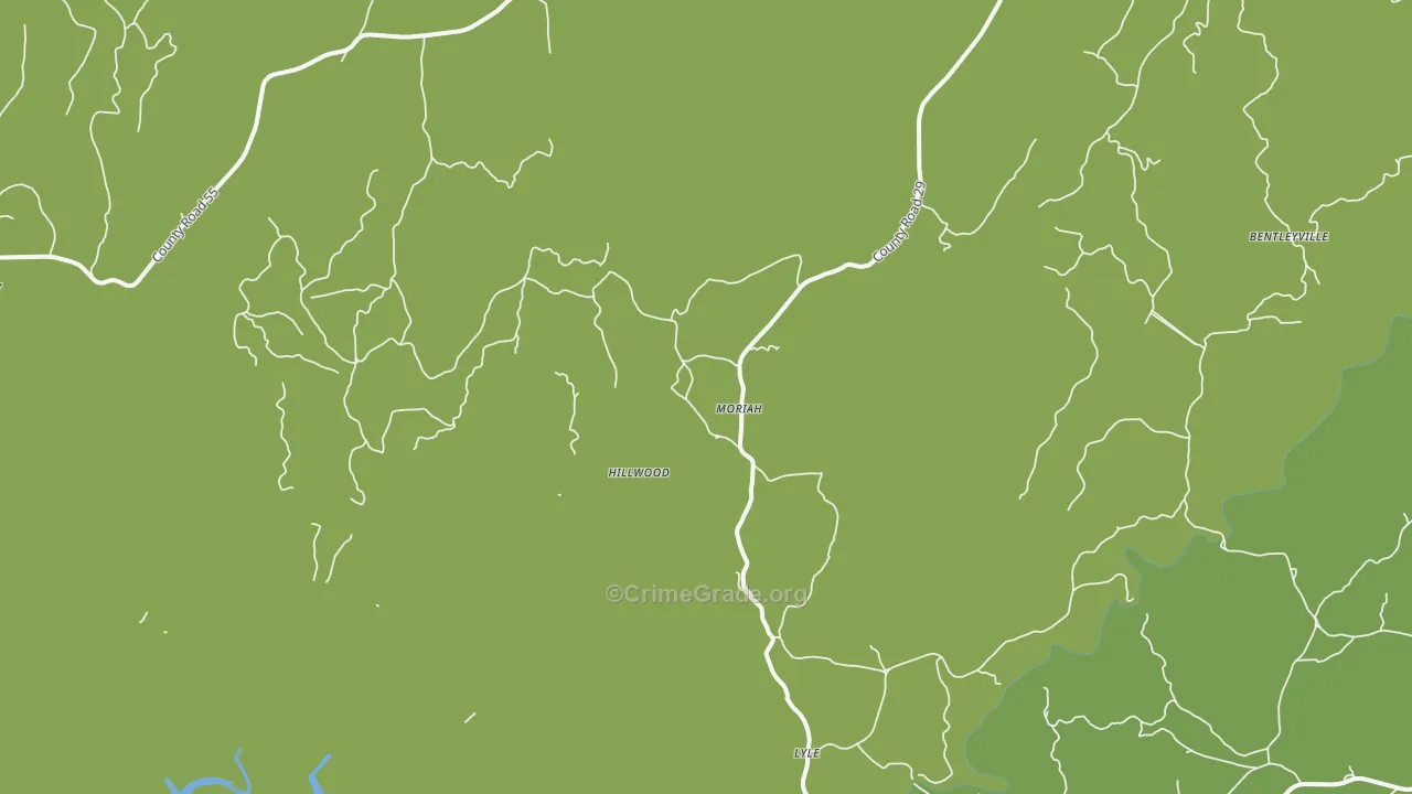 Moriah, AL Map of Vandalism Rates