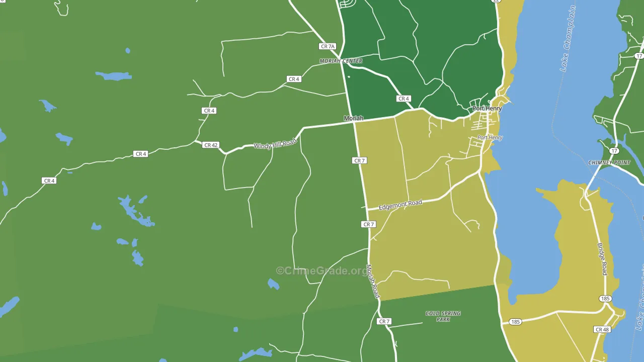 Moriah, NY Map of Vandalism Rates