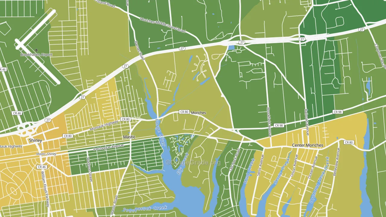 Moriches, NY Map of Vandalism Rates