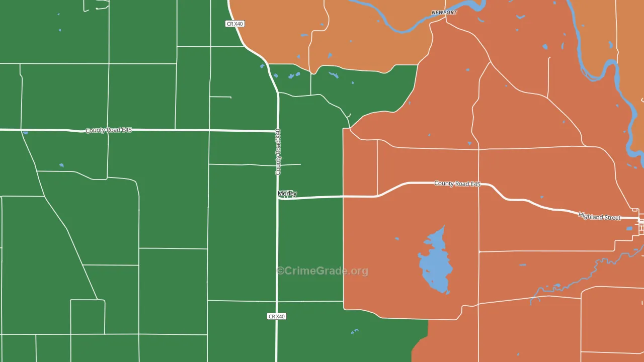 Morley, IA Map of Vandalism Rates