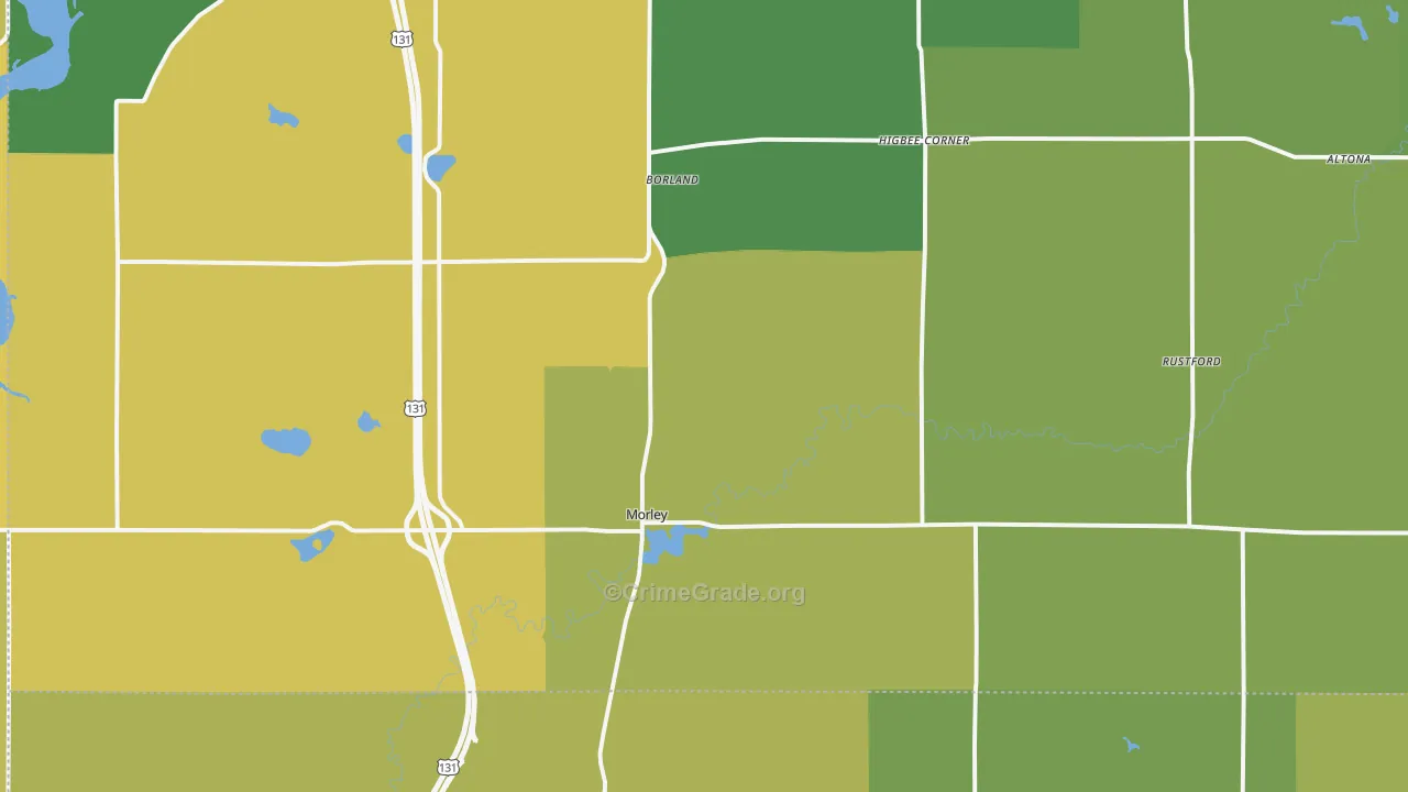 Morley, MI Map of Vandalism Rates