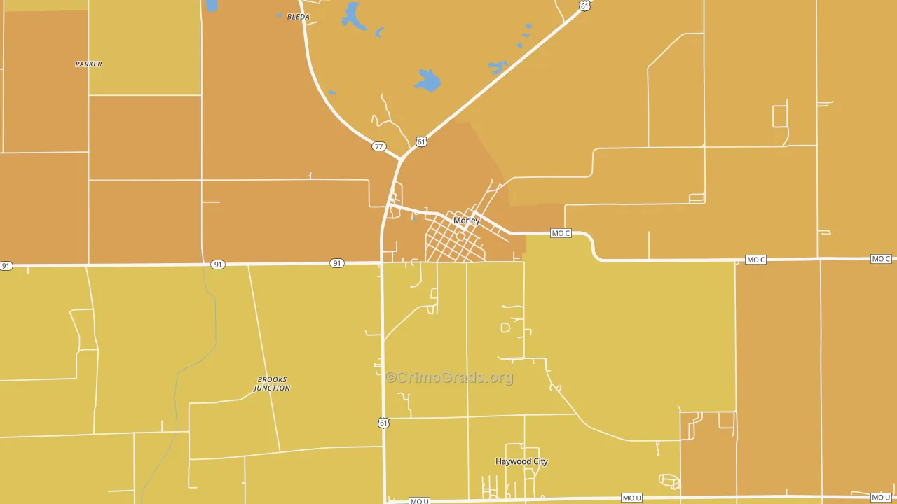 Morley, MO Map of Vandalism Rates