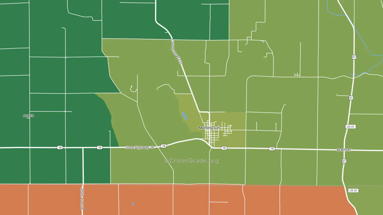 Morning Sun, IA Map of Vandalism Rates
