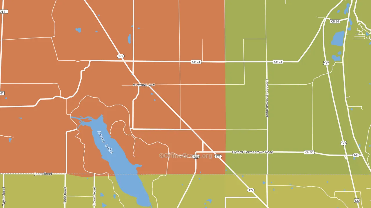 Morning Sun, OH Map of Vandalism Rates