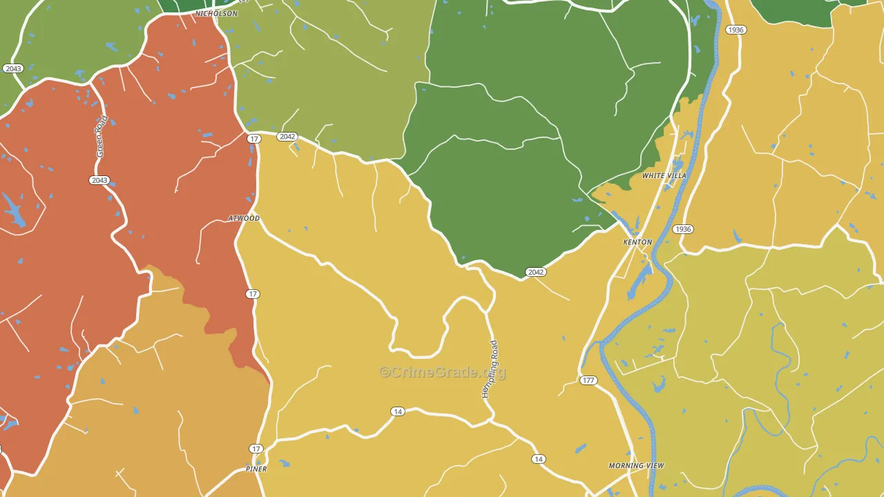 Morning View, KY Map of Vandalism Rates