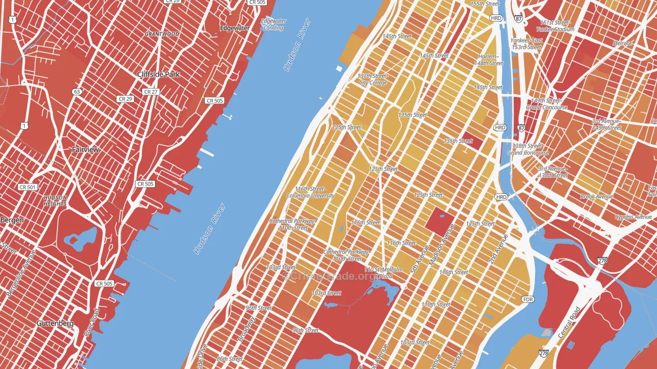 Morningside Heights, Manhattan, NY Map of Vandalism Rates