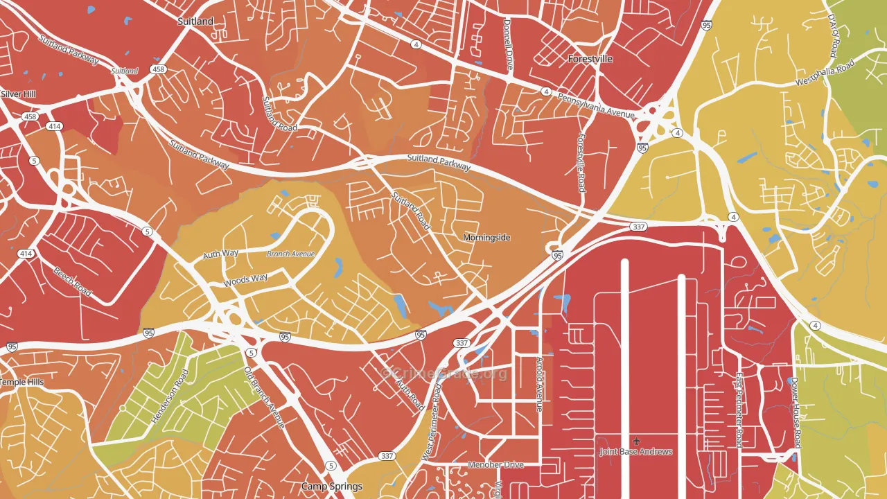Morningside, MD Map of Vandalism Rates