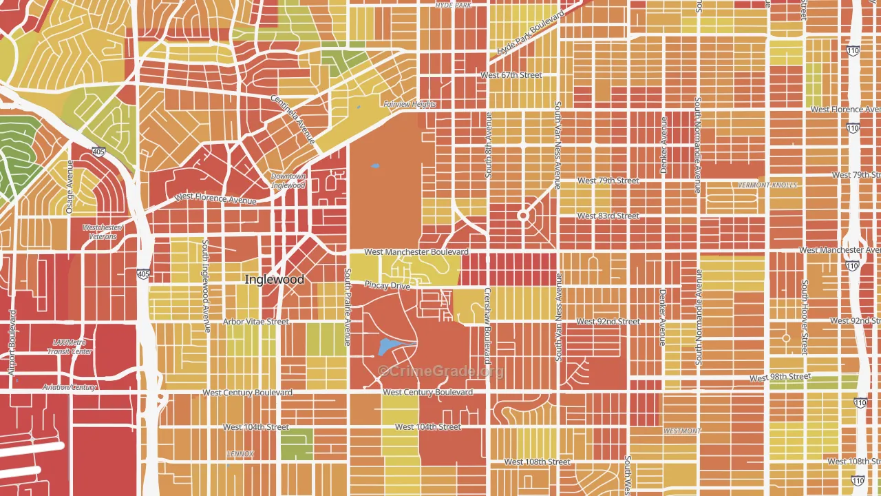 Morningside Park, Inglewood, CA Map of Vandalism Rates