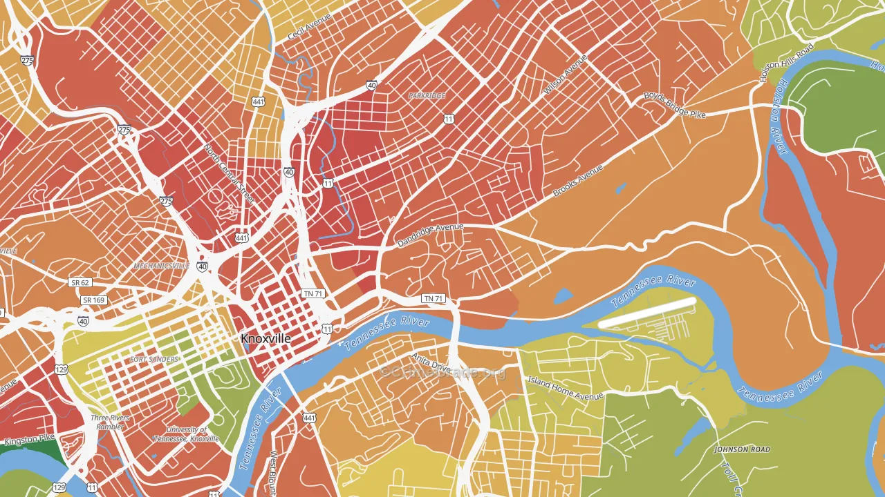 Mornngside, Knoxville, TN Map of Vandalism Rates