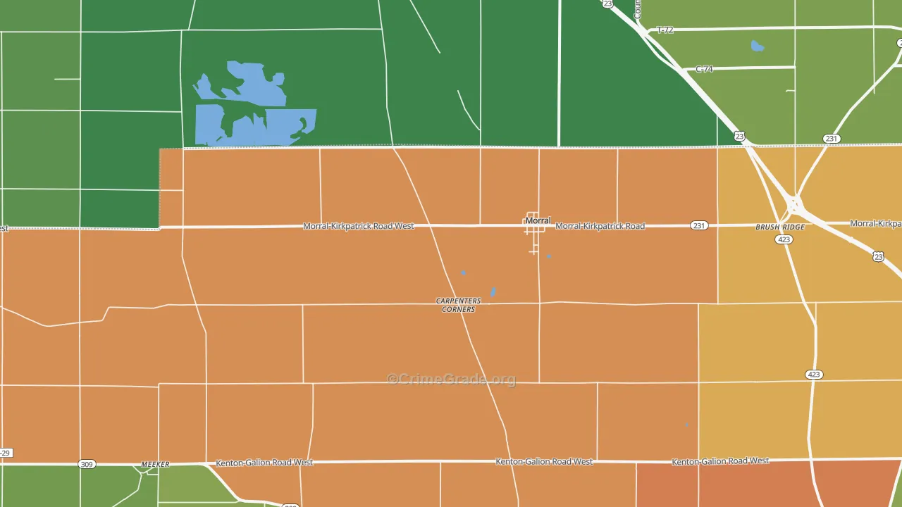 Morral, OH Map of Vandalism Rates
