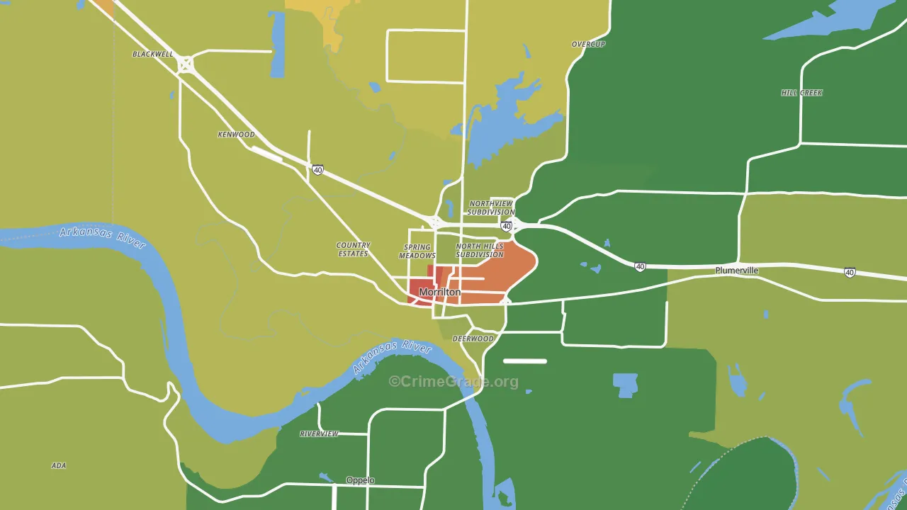 Morrilton, AR Map of Vandalism Rates